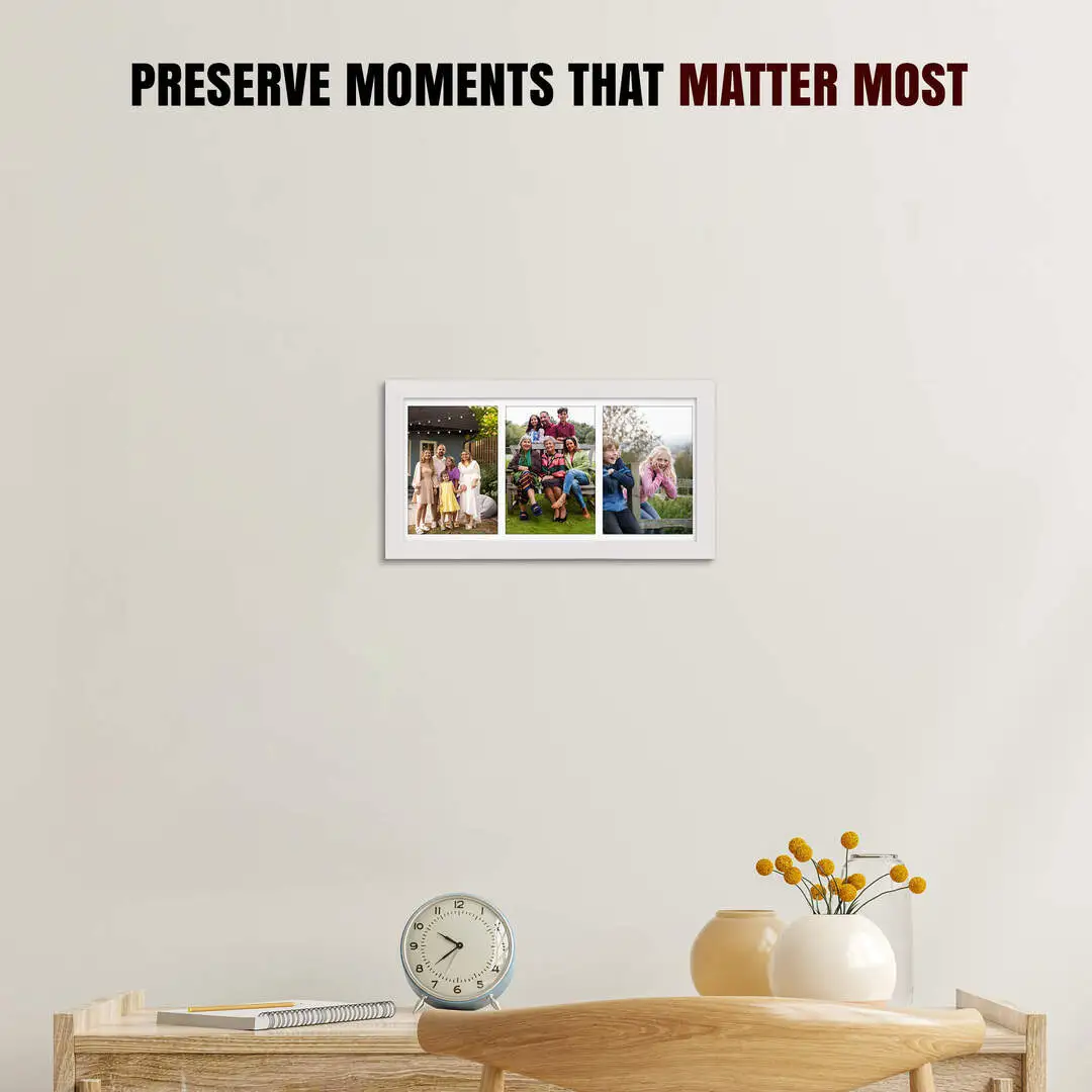 16x8" Modern White Multi Aperture Photo Frame - Fits 7x5" (x3) Photos | Collage Frame thumbnail 2