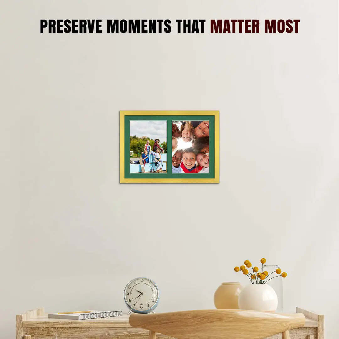20x14" Gold Modern Multi Aperture Photo Frame - Fits A4 (x2) Photos | Collage Frame thumbnail 2