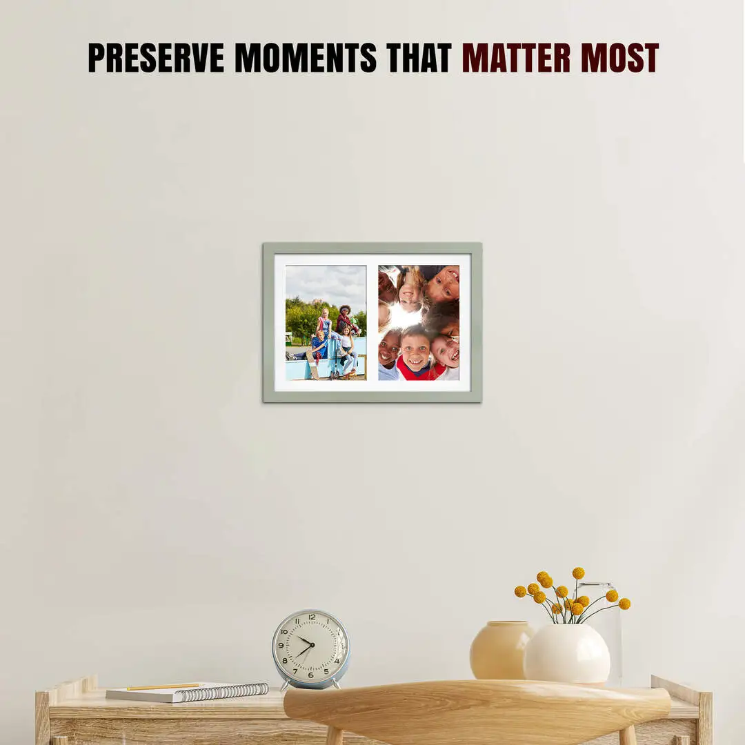20x14" Modern Green Multi Aperture Photo Frame - Fits A4 (x2) Photos | Collage Frame thumbnail 2