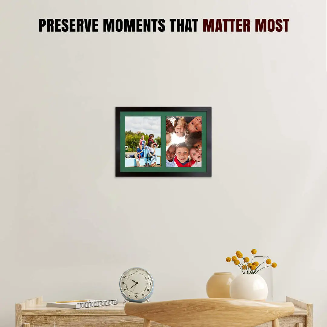 20x14" Modern Mat Black Multi Aperture Photo Frame - Fits A4 (x2) Photos | Collage Frame thumbnail 2