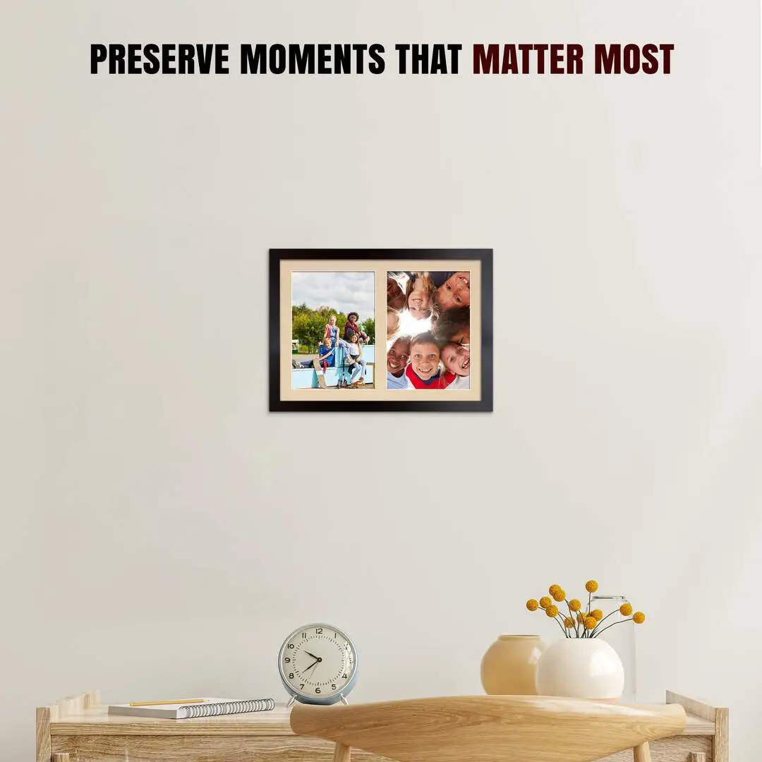 20x14" Modern Matte Black Multi Aperture Photo Frame - Fits A4 (x2) Photos | Collage Frame thumbnail 2