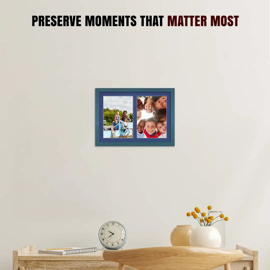 20x14" Modern Navy Blue Multi Aperture Photo Frame - Fits A4 (x2) Photos | Collage Frame thumbnail 2