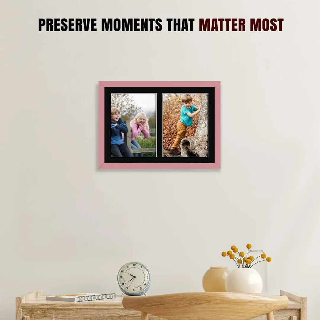 20x14" Modern Pastel Pink Multi Aperture Photo Frame - Fits A4 (x2) Photos | Collage Frame thumbnail 2