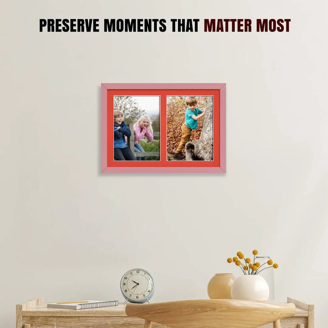 20x14" Pastel Pink Modern Multi Aperture Photo Frame - Fits A4 (x2) Photos | Collage Frame thumbnail 2