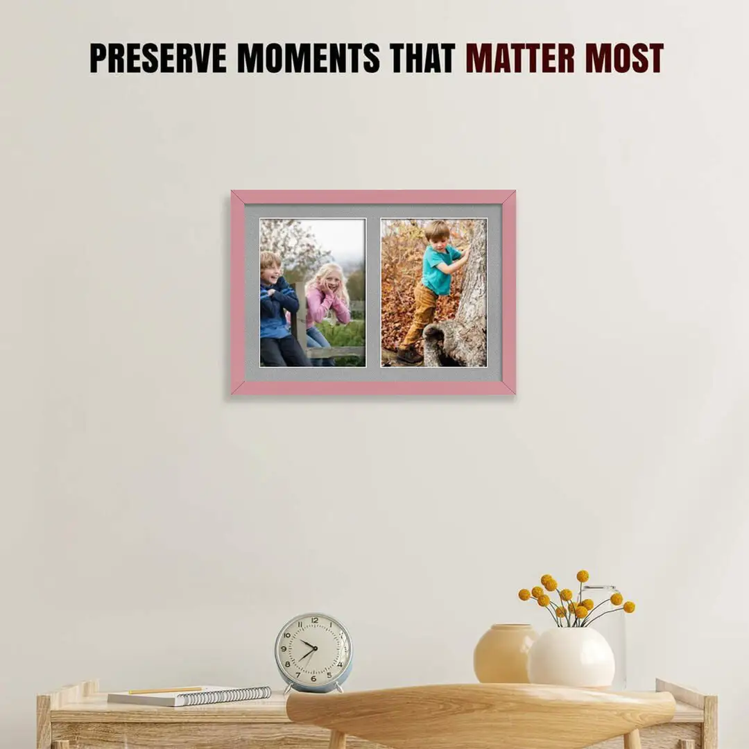 20x14" Pastel Pink Modern Multi Aperture Photo Frame - Fits A4 (x2) Photos | Collage Frame thumbnail 2