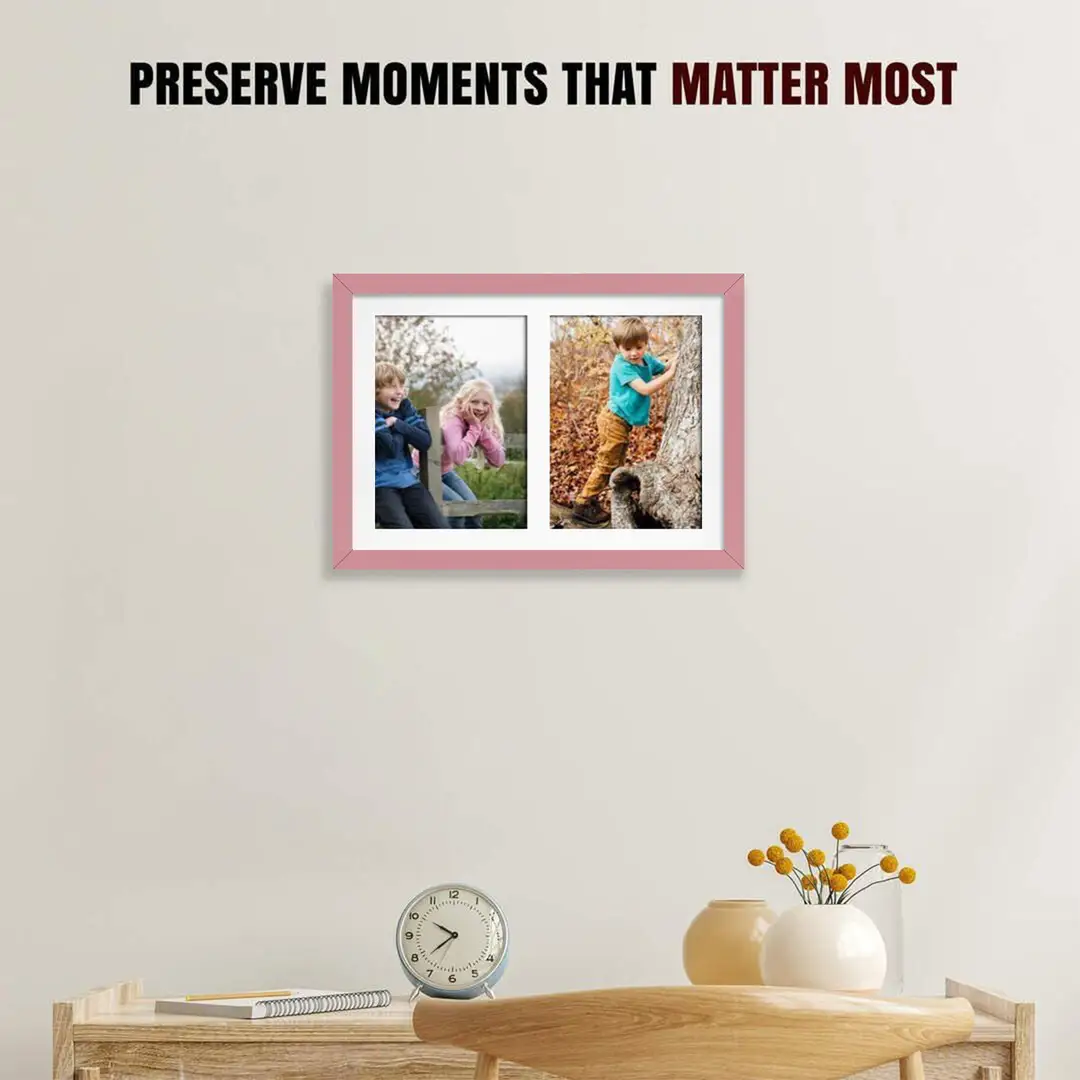 20x14" Pastel Pink Modern Multi Aperture Photo Frame - Fits A4 (x2) Photos | Collage Frame thumbnail 2