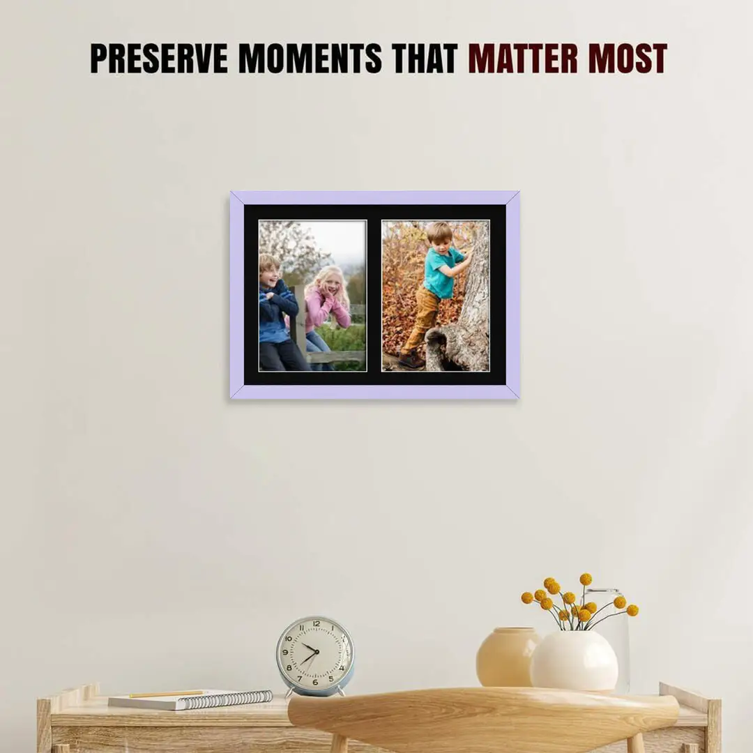 20x14" Purple Modern Multi Aperture Photo Frame Holds A4 (x2) Photos With Black Mount | Modern Collage Frame thumbnail 2