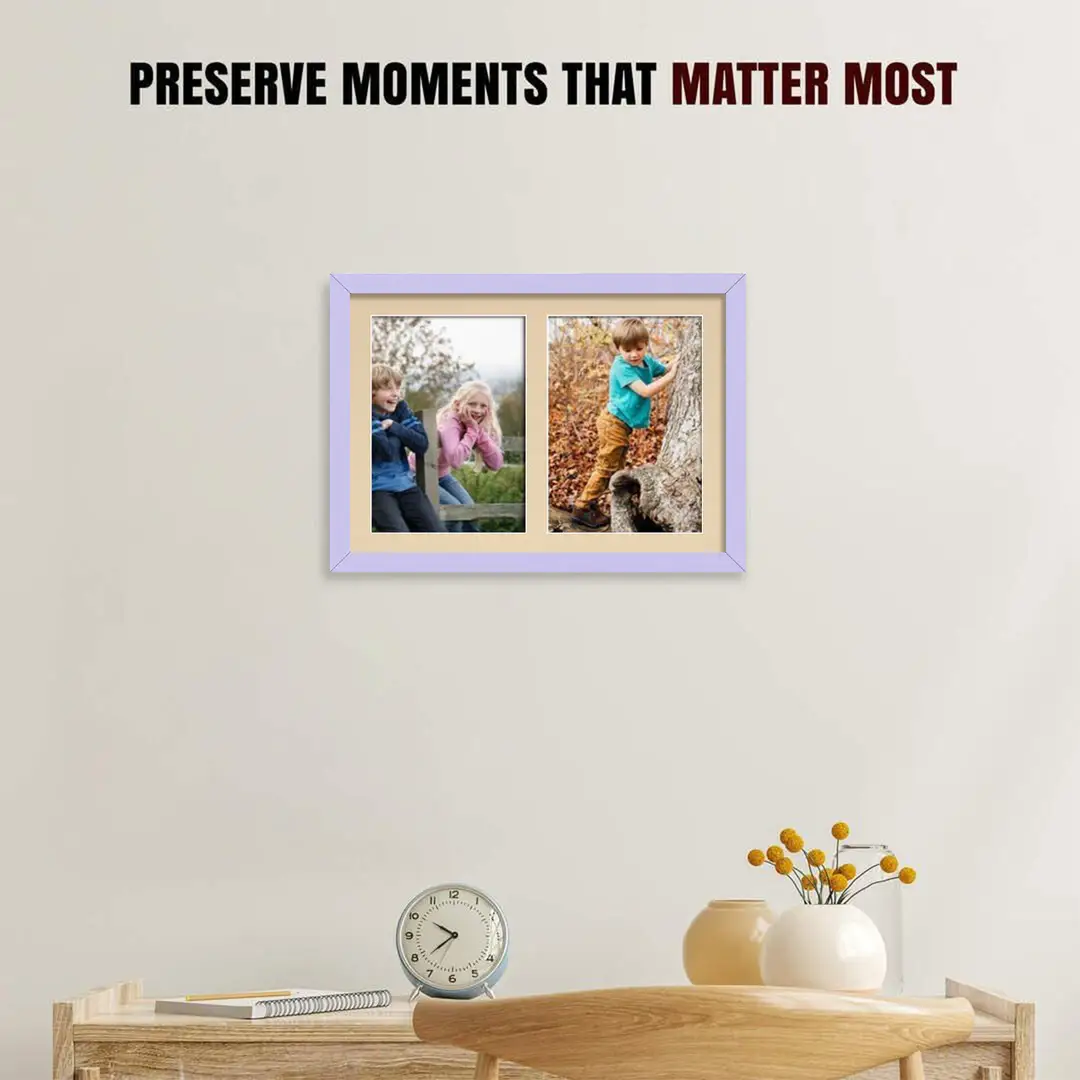 20x14" Modern Purple Multi Aperture Photo Frame - Fits A4 (x2) Photos | Collage Frame thumbnail 2