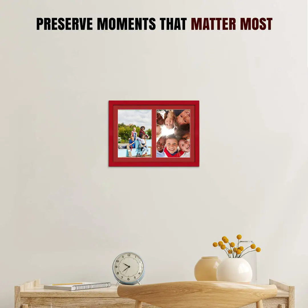 20x14" Red Modern Multi Aperture Photo Frame - Fits A4 (x2) Photos | Collage Frame thumbnail 2