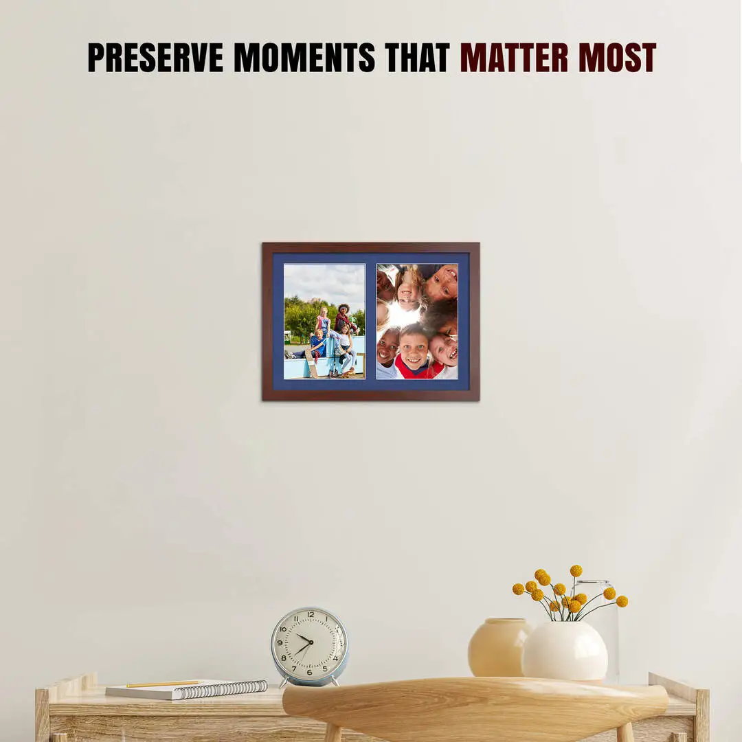 20x14" Rose Wood Modern Multi Aperture Photo Frame - Fits A4 (x2) Photos | Collage Frame thumbnail 2