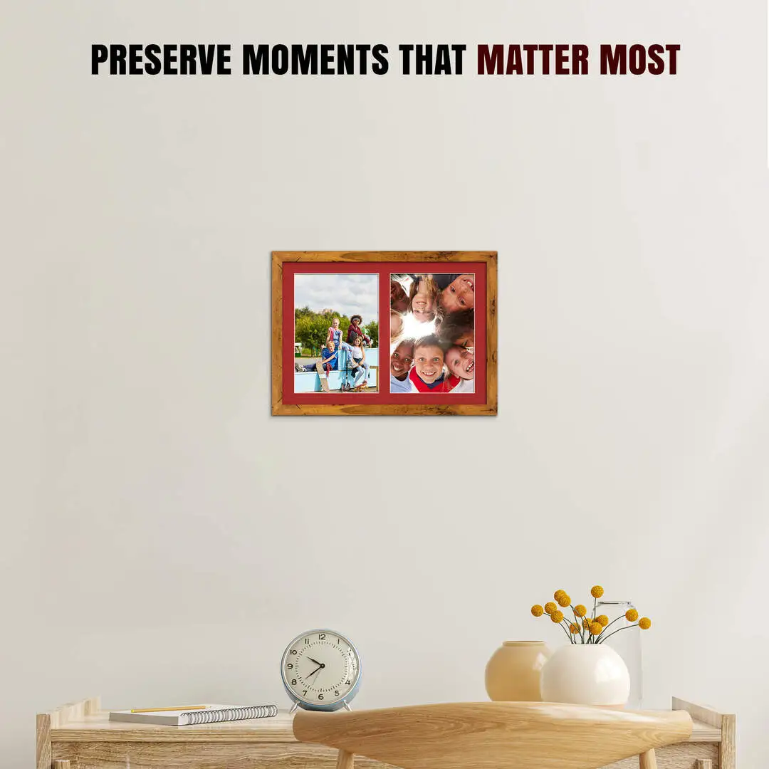 20x14" Modern Rustic Oak Multi Aperture Photo Frame - Fits A4 (x2) Photos | Collage Frame thumbnail 2