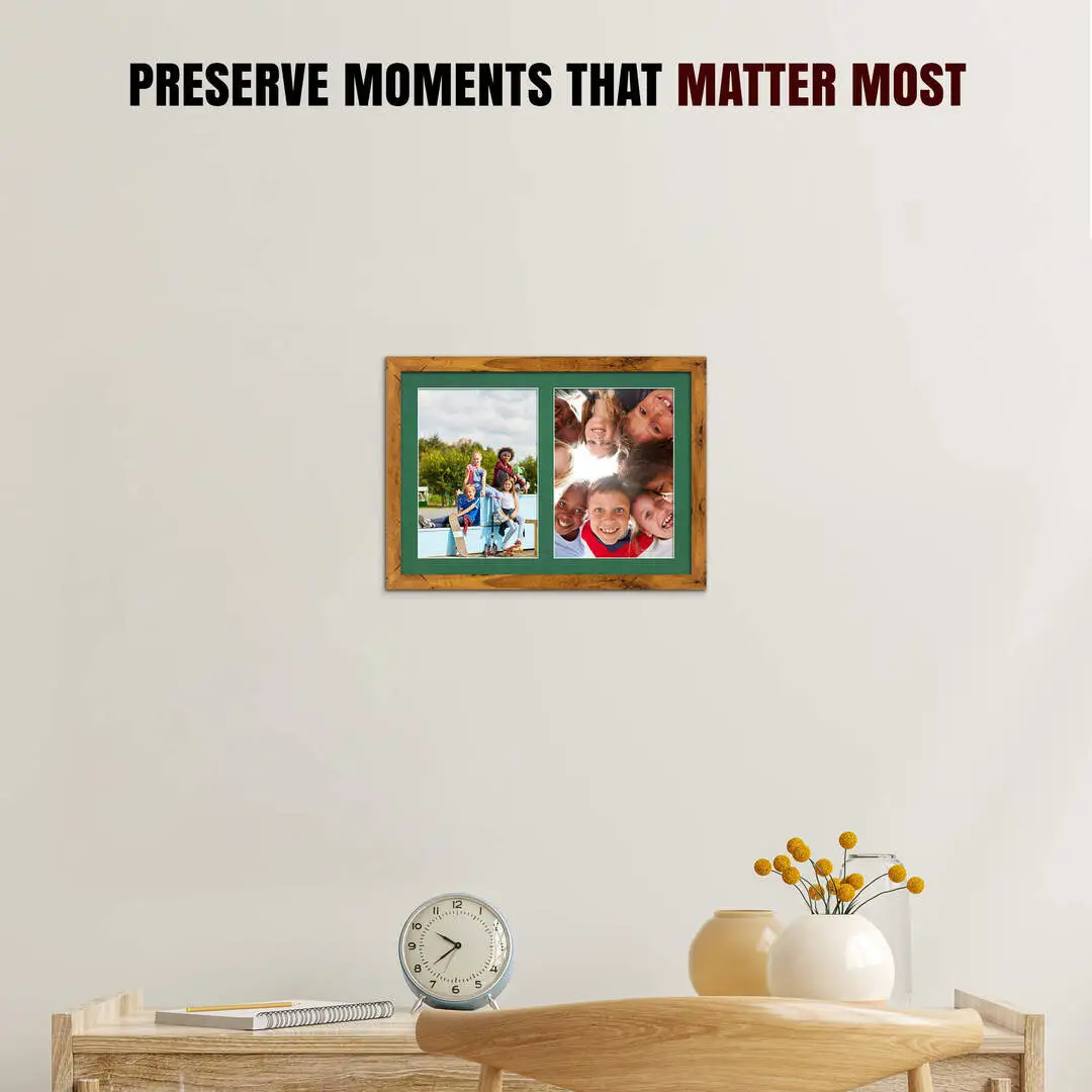 20x14" Modern Rustic Oak Multi Aperture Photo Frame - Fits A4 (x2) Photos | Collage Frame thumbnail 2