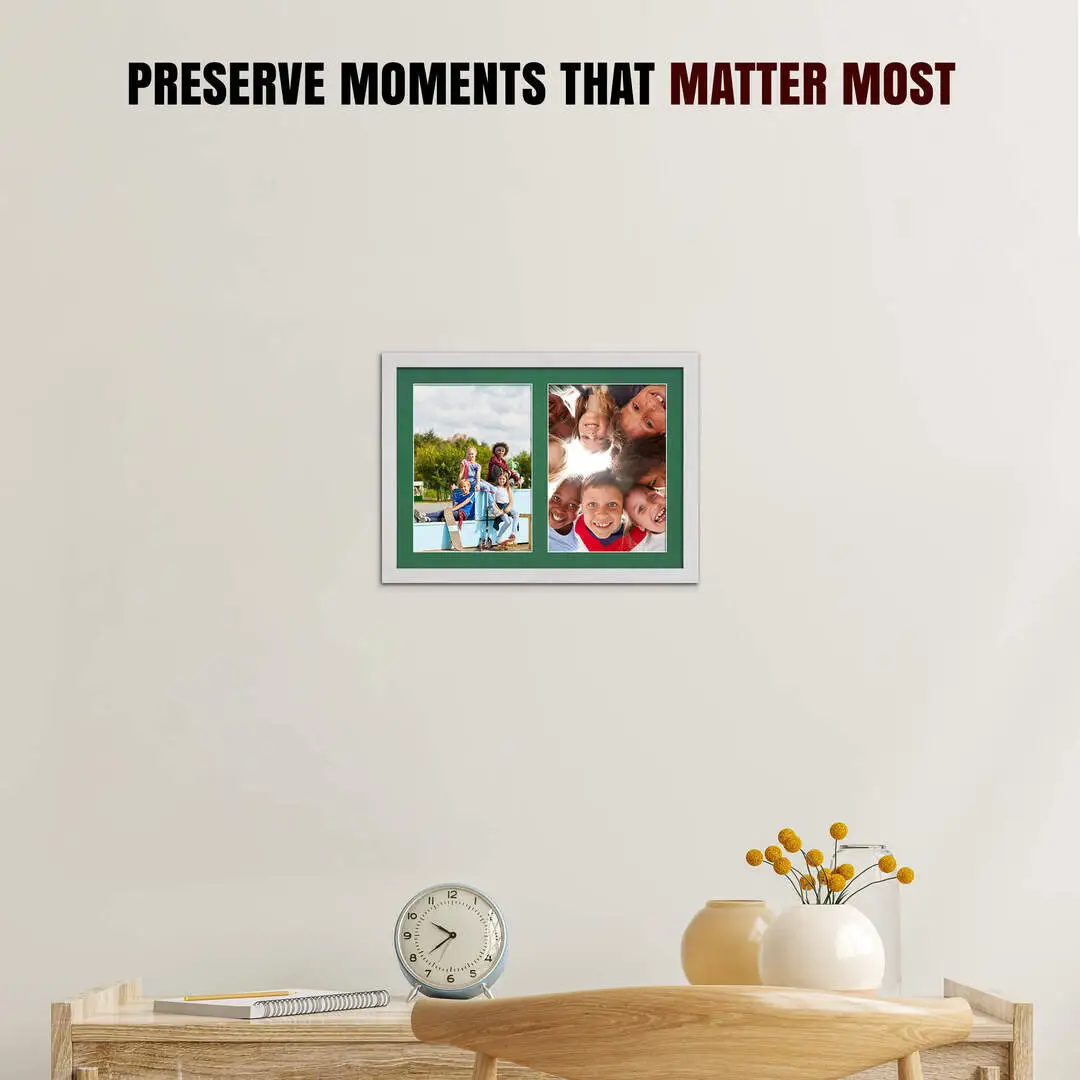 20x14" Modern Ash White Multi Aperture Photo Frame - Fits A4 (x2) Photos | Collage Frame thumbnail 2
