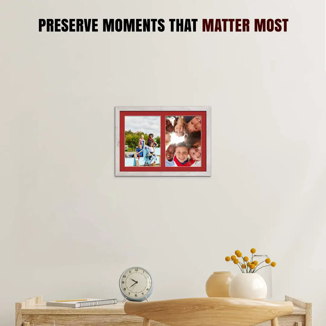 20x14" Modern White Rustic Multi Aperture Photo Frame - Fits A4 (x2) Photos | Collage Frame thumbnail 2
