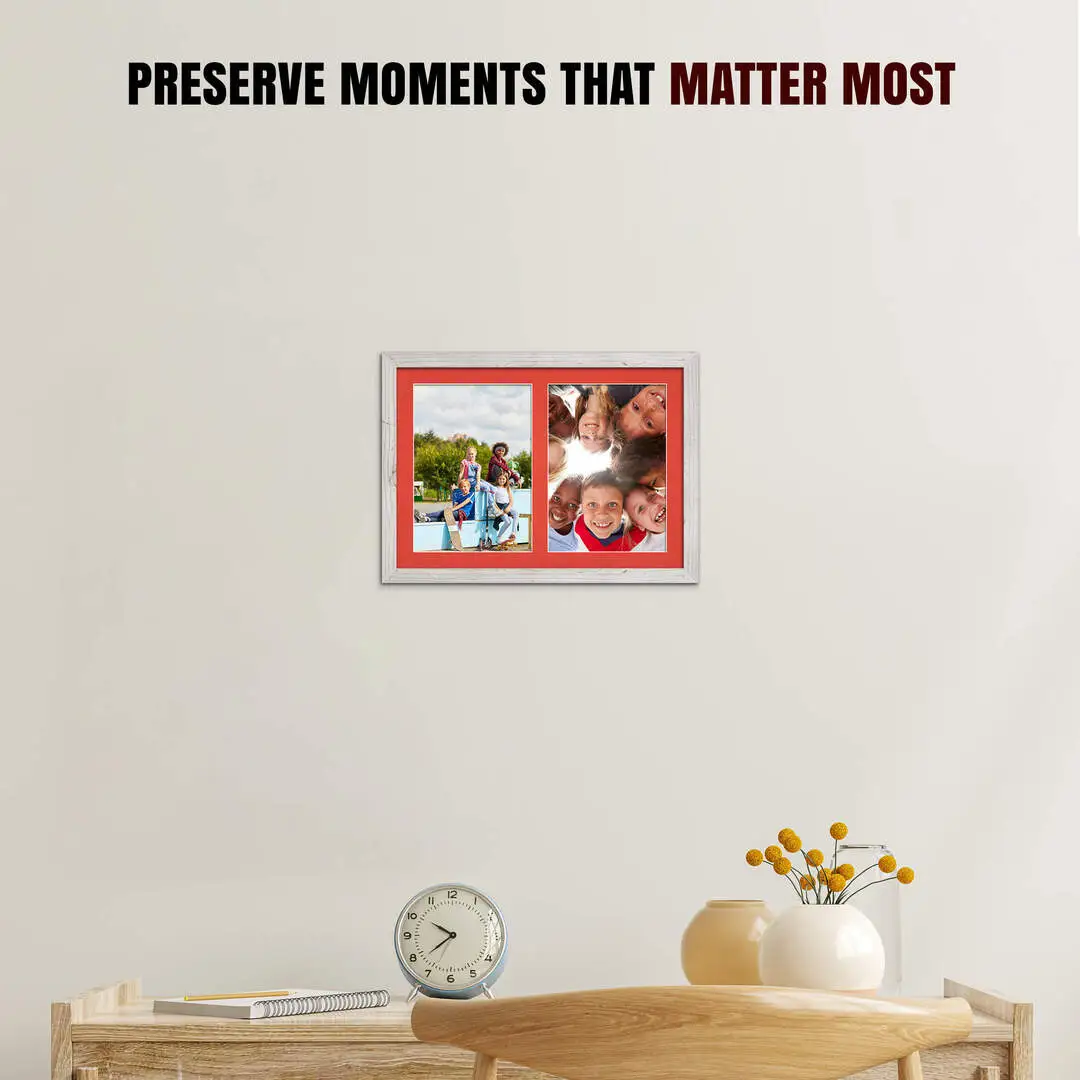 20x14" Modern White Rustic Multi Aperture Photo Frame - Fits A4 (x2) Photos | Collage Frame thumbnail 2
