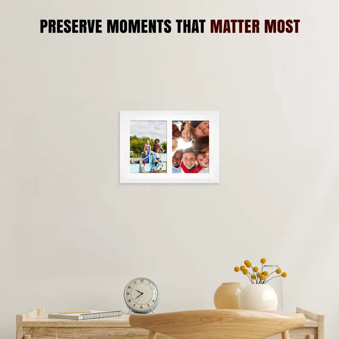 20x14" White Modern Multi Aperture Photo Frame - Fits A4 (x2) Photos | Collage Frame thumbnail 2