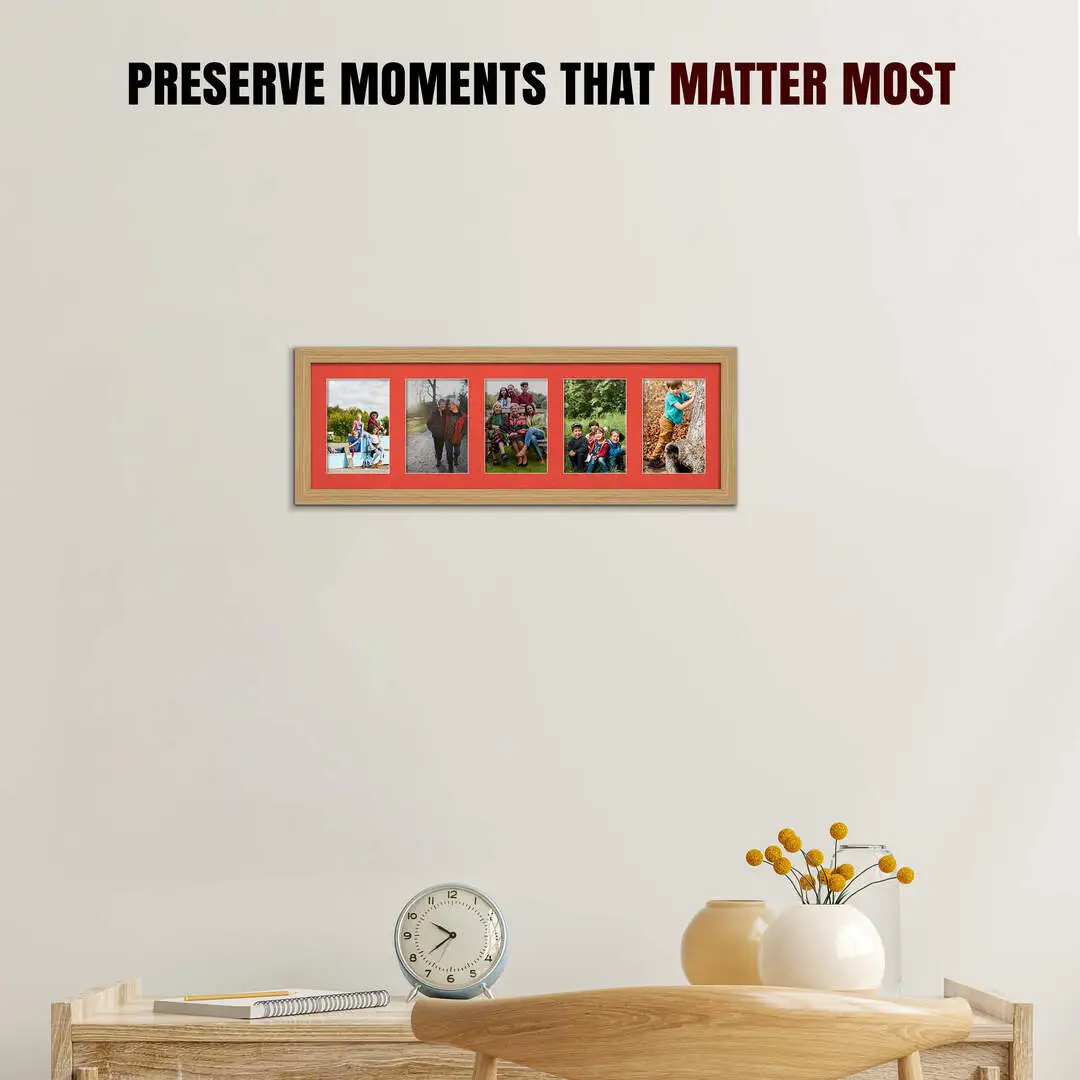 26x8" Modern Multi Aperture Photo Frame - Fits 6x4" (x5) Photos | Collage Frame thumbnail 2