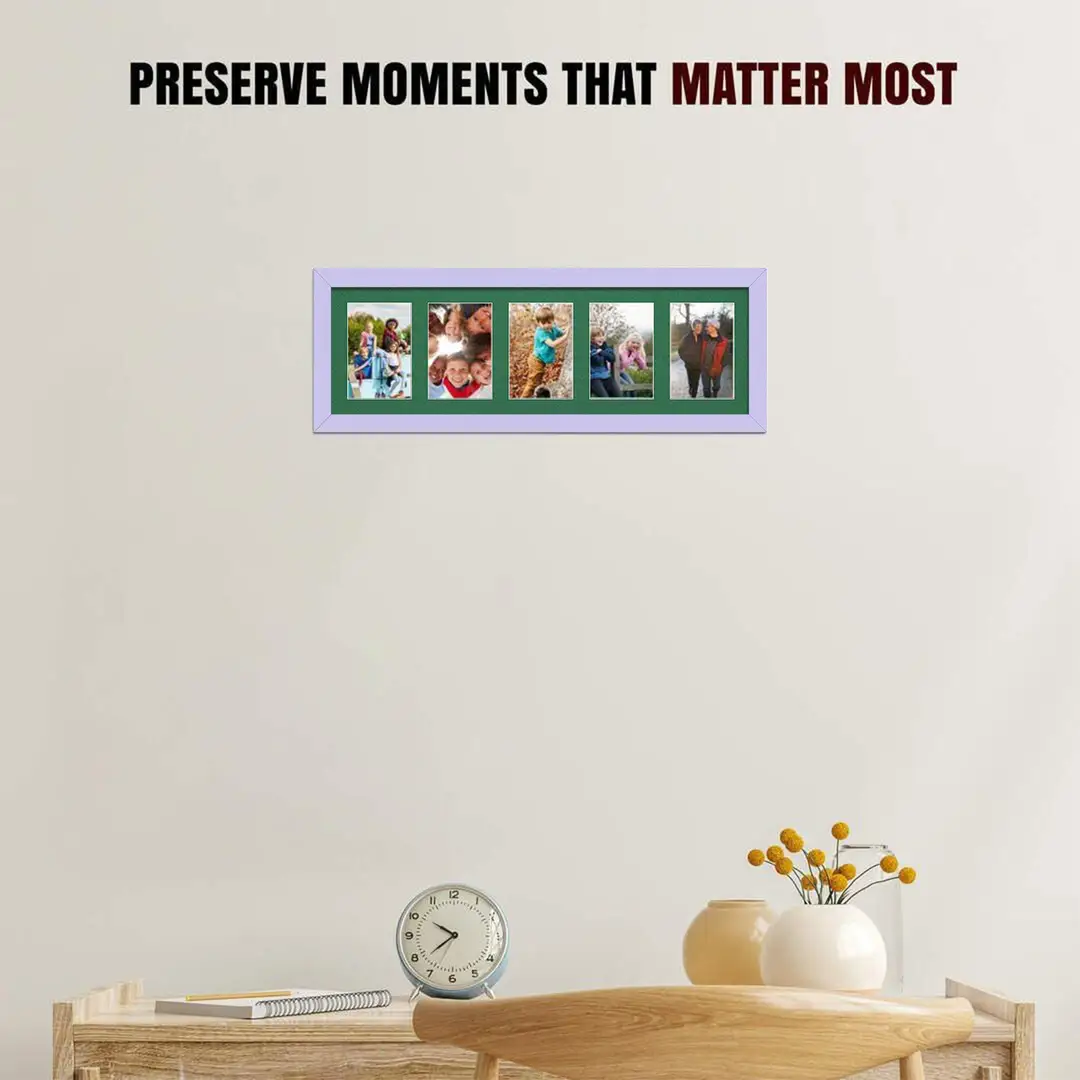 26x8" Modern Purple Multi Aperture Photo Frame - Fits 6x4" (x5) Photos | Collage Frame thumbnail 2