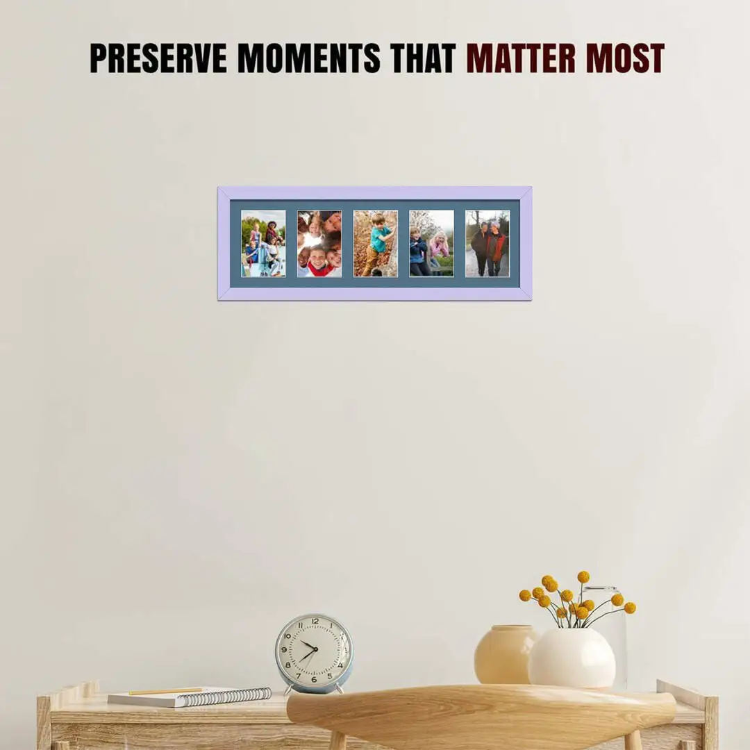 26x8" Purple Modern Multi Aperture Photo Frame - Fits 6x4" (x5) Photos | Collage Frame thumbnail 2