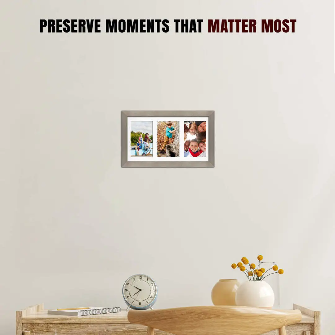 40x20cm Modern Aluminium Multi Aperture Photo Frame - Fits 6x4" (x3) Photos | Collage Frame thumbnail 2