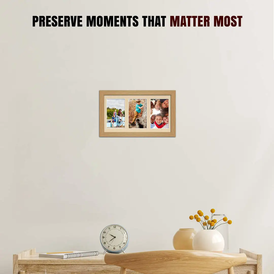 40x20cm Modern Multi Aperture Photo Frame Holds 6x4" (x3) Photos With Ivory Mount | Modern Collage Frame thumbnail 2