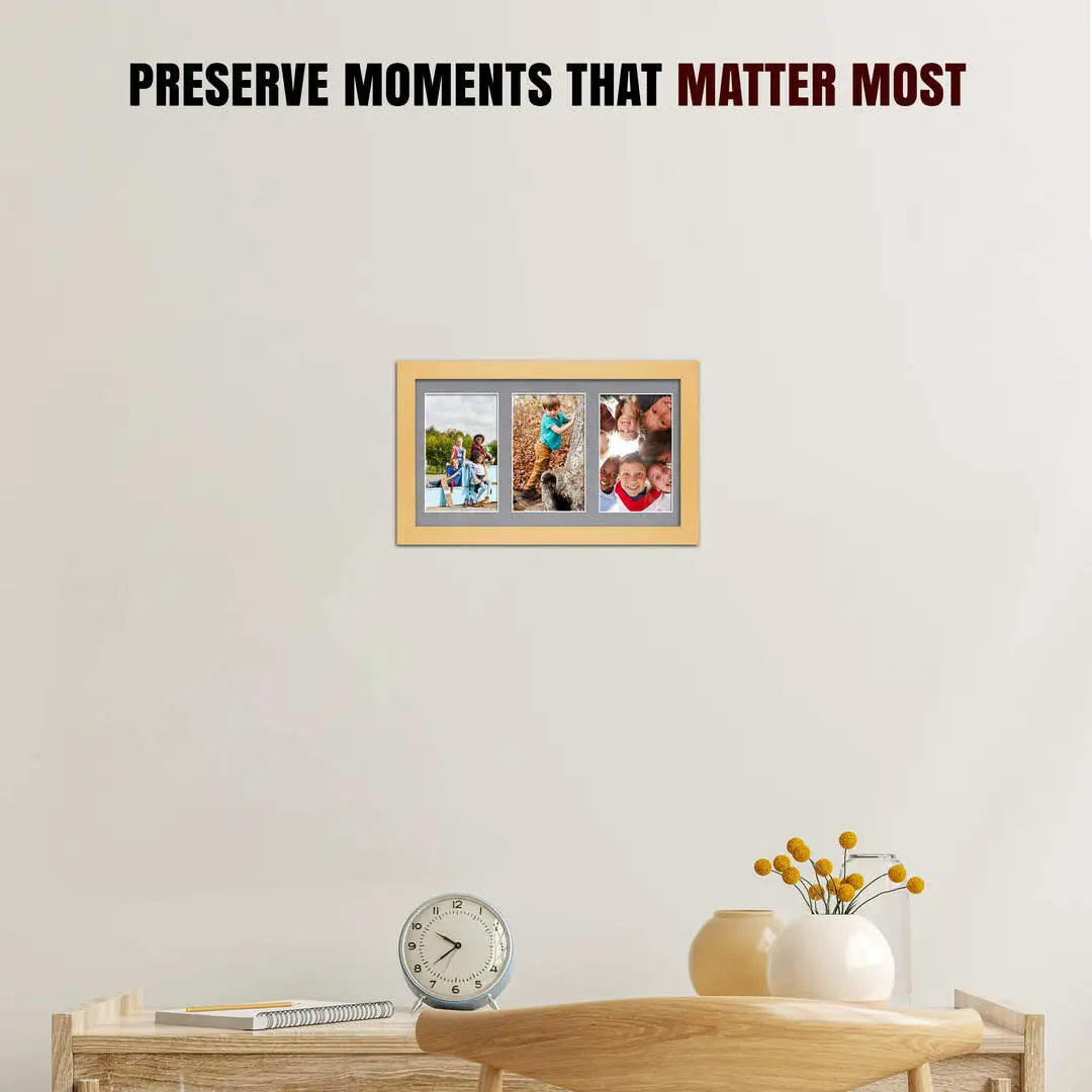 40x20cm Mustard Yellow Modern Multi Aperture Photo Frame - Fits 6x4" (x3) Photos | Collage Frame thumbnail 2