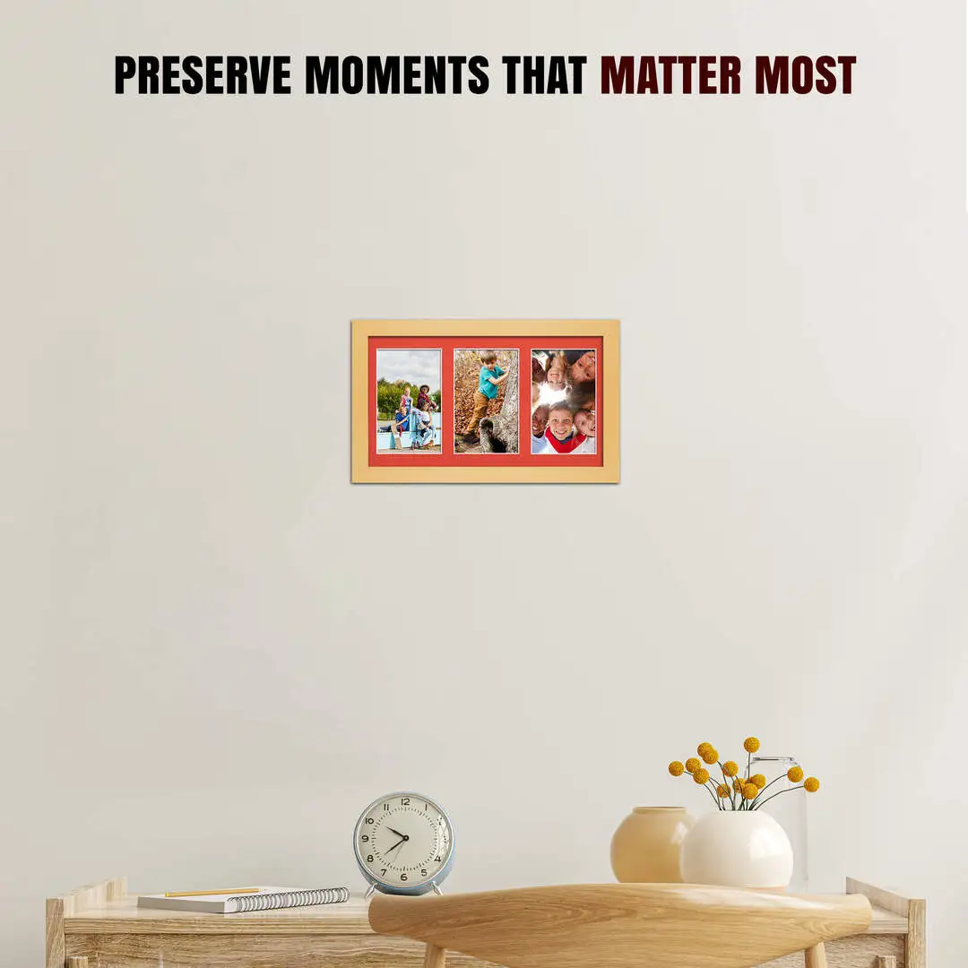40x20cm Mustard Yellow Modern Multi Aperture Photo Frame - Fits 6x4" (x3) Photos | Collage Frame thumbnail 2