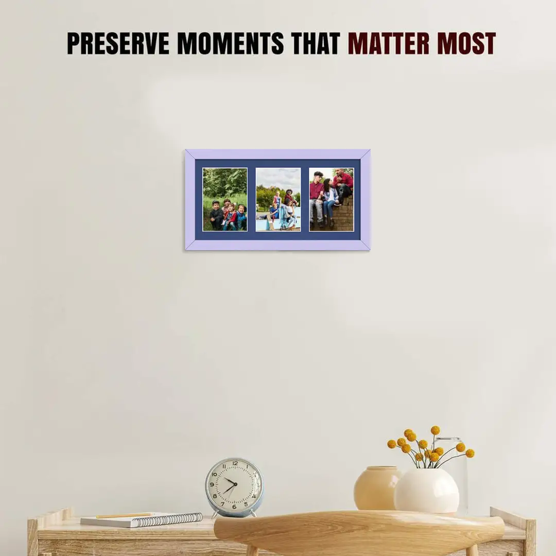 40x20cm Modern Purple Multi Aperture Photo Frame - Fits 6x4" (x3) Photos | Collage Frame thumbnail 2