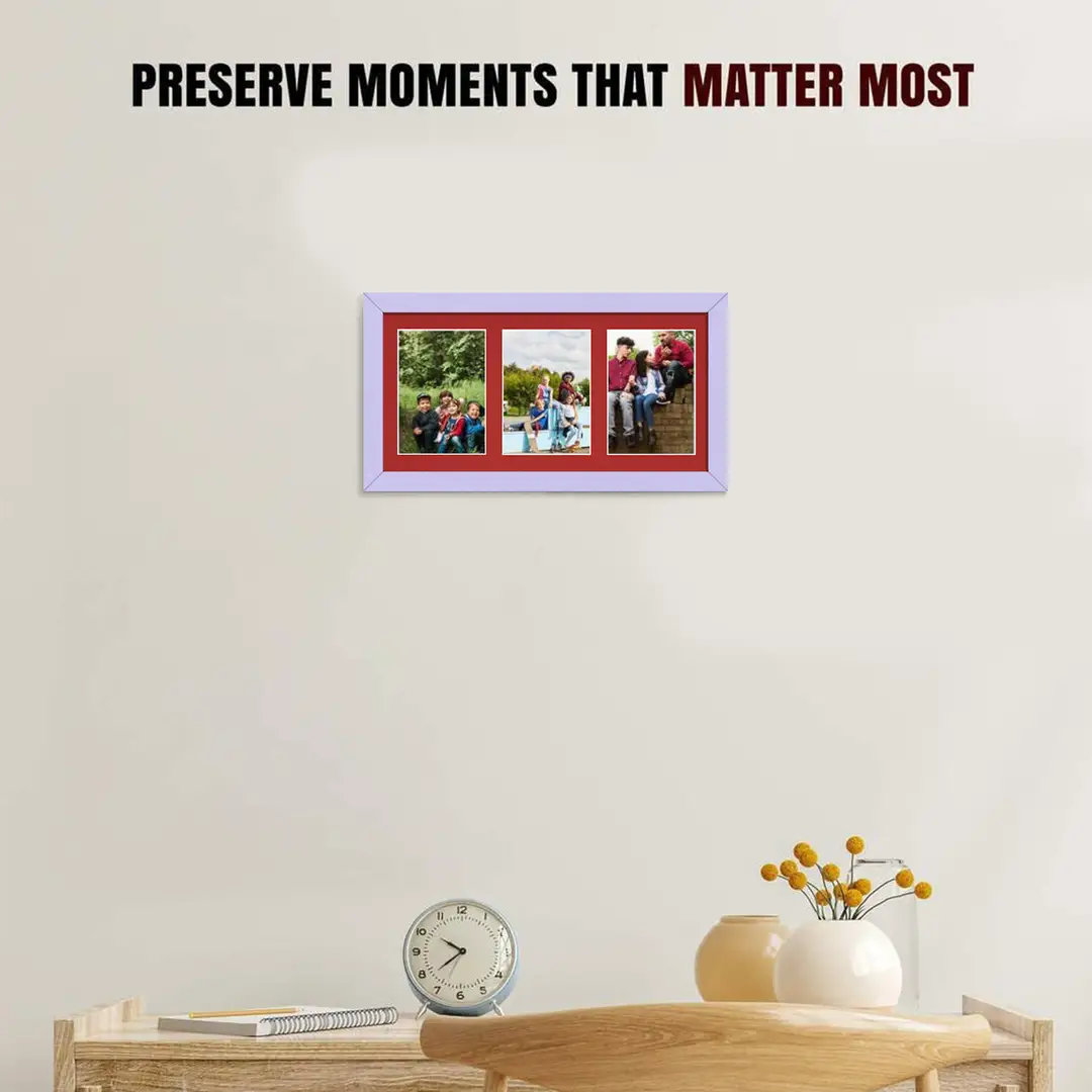 40x20cm Modern Purple Multi Aperture Photo Frame - Fits 6x4" (x3) Photos | Collage Frame thumbnail 2