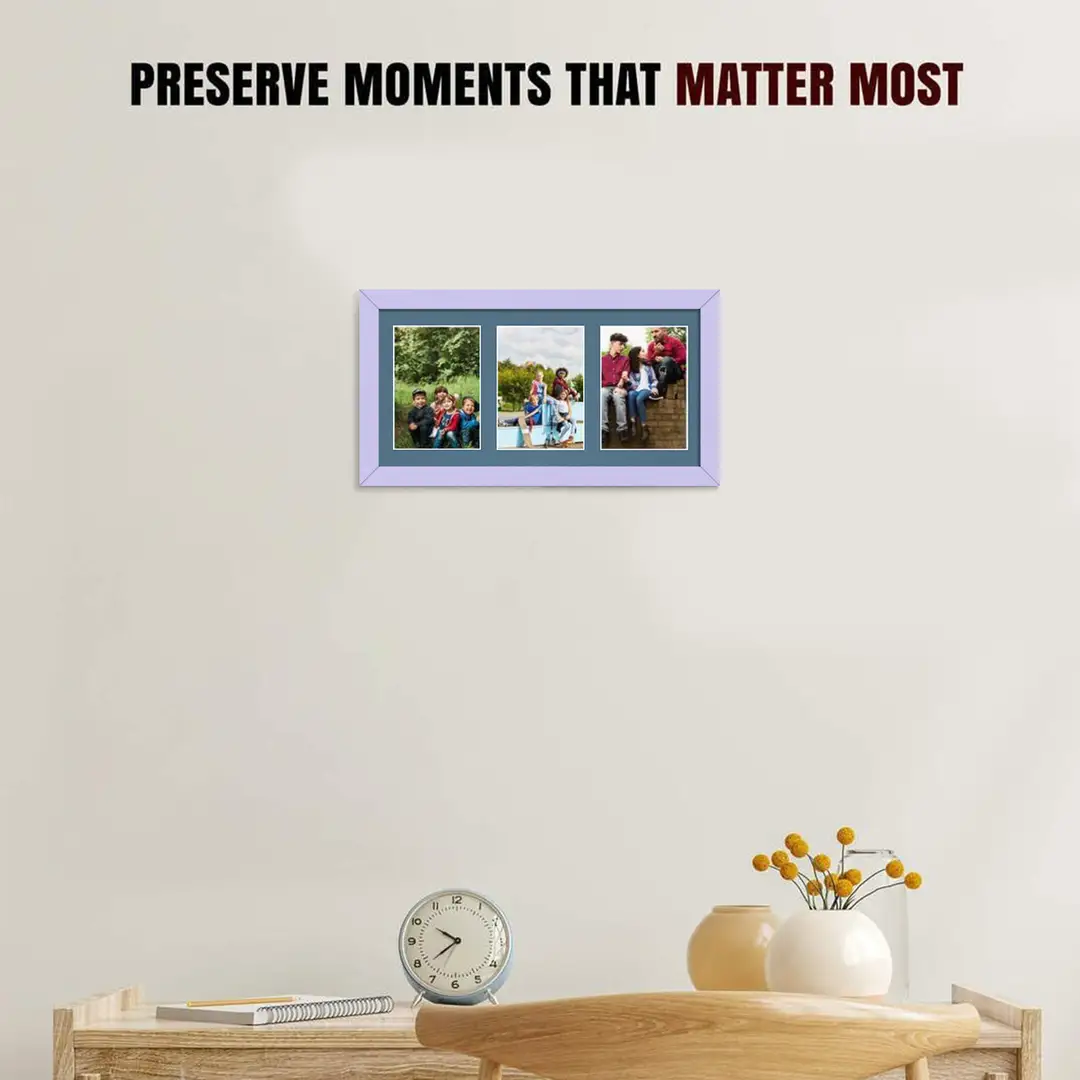 40x20cm Purple Modern Multi Aperture Photo Frame - Fits 6x4" (x3) Photos | Collage Frame thumbnail 2