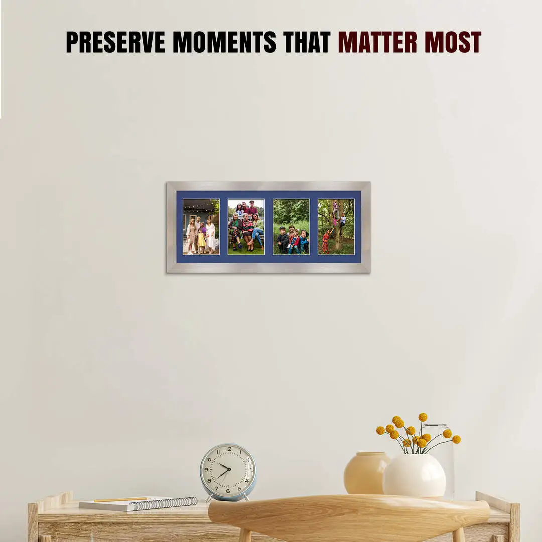 50x20cm Modern Aluminium Multi Aperture Photo Frame - Fits 6x4" (x4) Photos | Collage Frame thumbnail 2