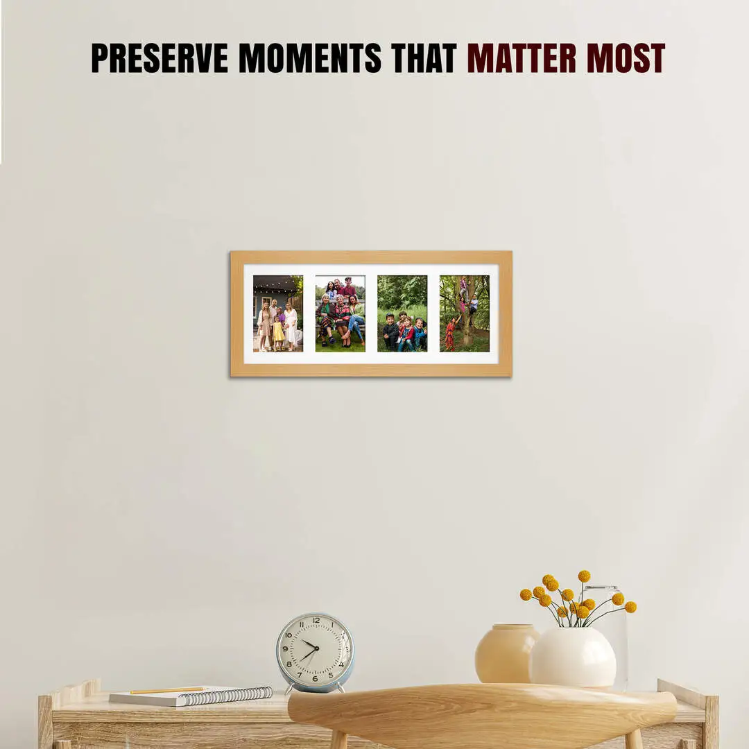 50x20cm Modern Country Pine Multi Aperture Photo Frame - Fits 6x4" (x4) Photos | Collage Frame thumbnail 2