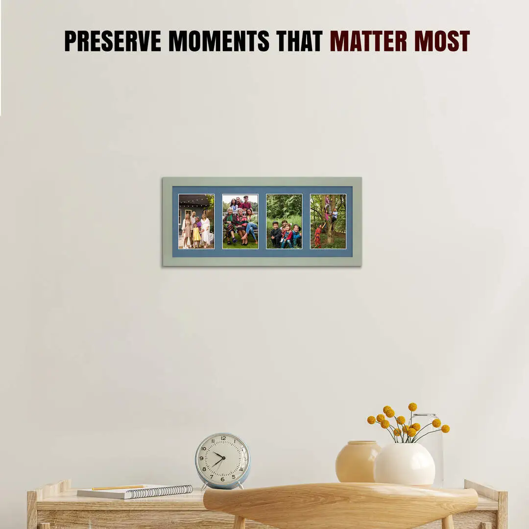 50x20cm Modern Green Multi Aperture Photo Frame - Fits 6x4" (x4) Photos | Collage Frame thumbnail 2