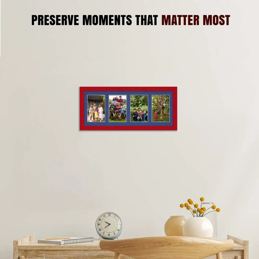 50x20cm Red Modern Multi Aperture Photo Frame - Fits 6x4" (x4) Photos | Collage Frame thumbnail 2