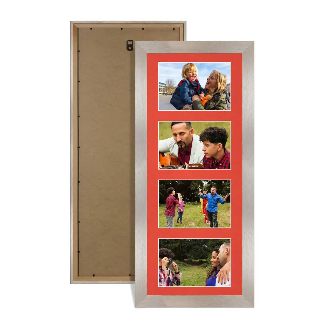 50x20cm Modern Aluminium Multi Aperture Photo Frame - Fits 6x4" (x4) Photos | Collage Frame