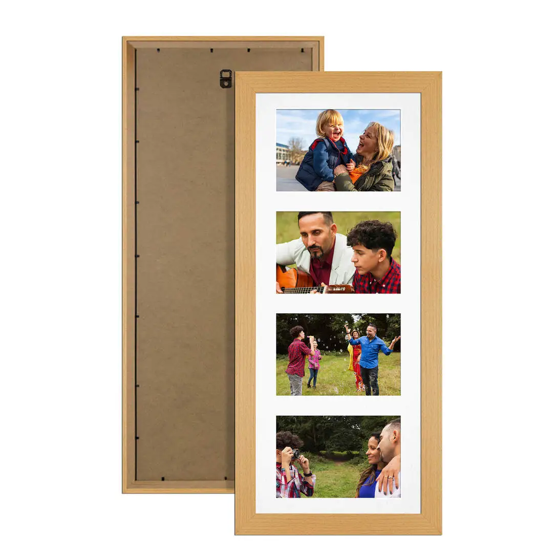 50x20cm Modern Country Pine Multi Aperture Photo Frame - Fits 6x4" (x4) Photos | Collage Frame
