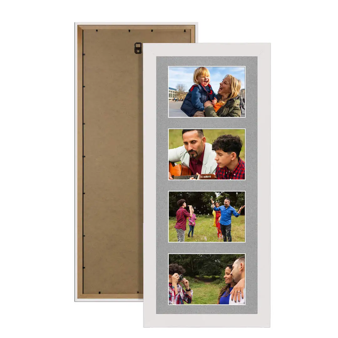 50x20cm Modern White Multi Aperture Photo Frame - Fits 6x4" (x4) Photos | Collage Frame