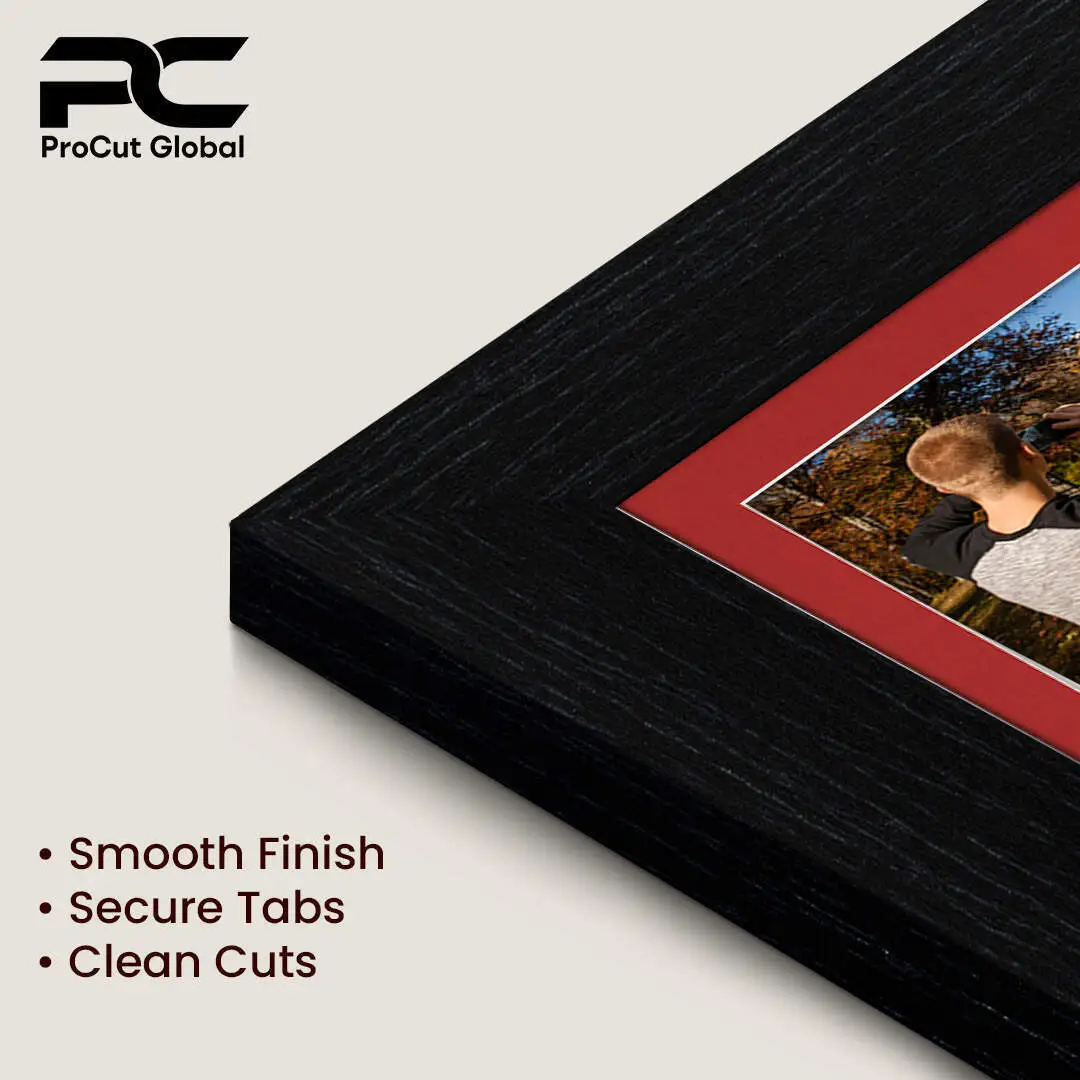 16x8" Black Modern Multi Aperture Photo Frame Holds 7x5" (x3) Photos With Crimson Mount | Modern Collage Frame thumbnail 7