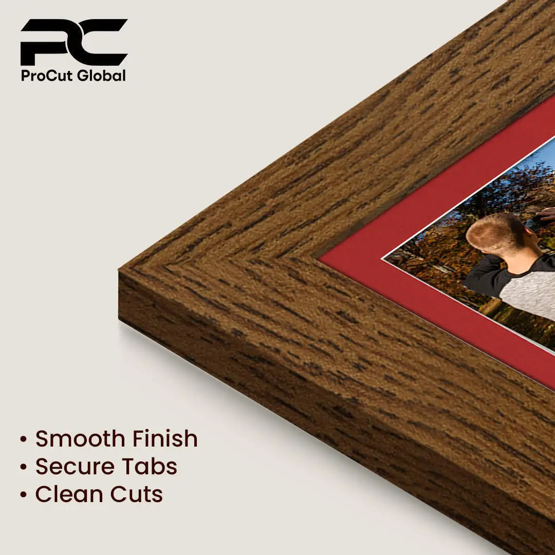 16x8" Dark Oak Modern Multi Aperture Photo Frame Holds 7x5" (x3) Photos With Crimson Mount | Modern Collage Frame thumbnail 7
