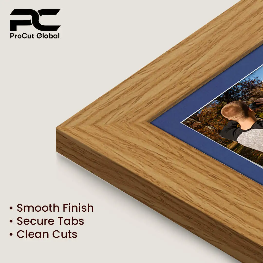16x8" Light Oak Modern Multi Aperture Photo Frame Holds 7x5" (x3) Photos With Blue Mount | Modern Collage Frame thumbnail 7