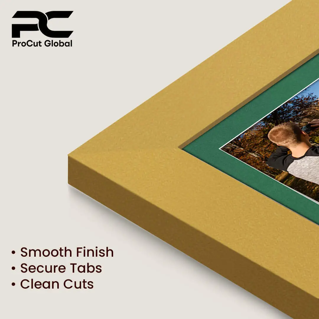 16x8" Mustard Yellow Modern Multi Aperture Photo Frame Holds 7x5" (x3) Photos With Emerald (Green) Mount | Modern Collage Frame thumbnail 7