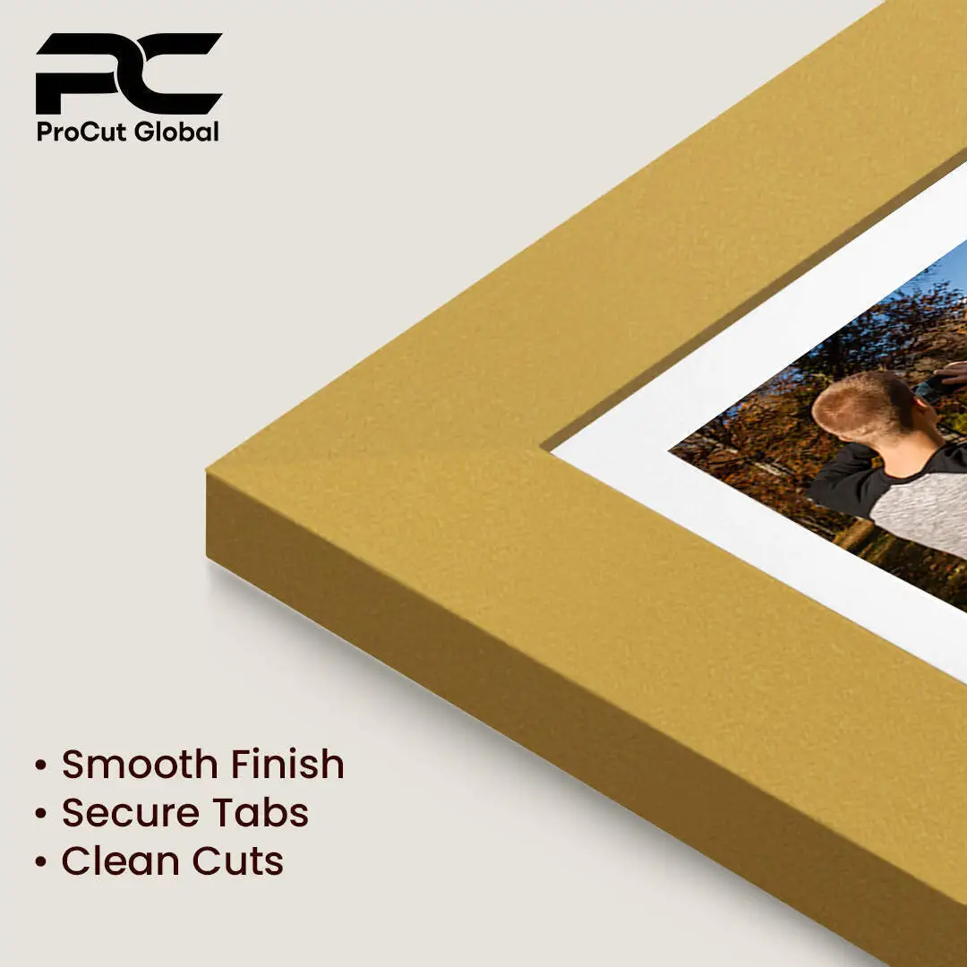 16x8" Mustard Yellow Modern Multi Aperture Photo Frame Holds 7x5" (x3) Photos With Ice White Mount | Modern Collage Frame thumbnail 7
