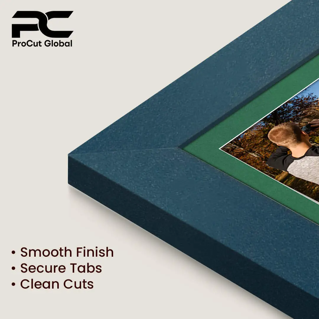 16x8" Navy Blue Modern Multi Aperture Photo Frame Holds 7x5" (x3) Photos With Emerald (Green) Mount | Modern Collage Frame thumbnail 7