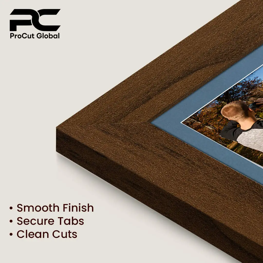 16x8" Walnut Modern Multi Aperture Photo Frame Holds 7x5" (x3) Photos With Pompador Mount | Modern Collage Frame thumbnail 7