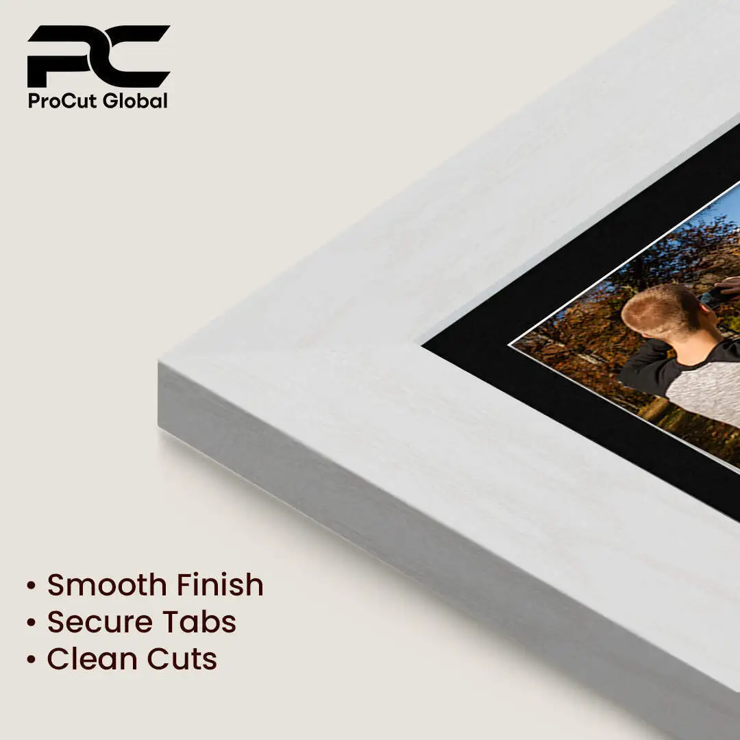 16x8" Ash White Modern Multi Aperture Photo Frame Holds 7x5" (x3) Photos With Black Mount | Modern Collage Frame thumbnail 7