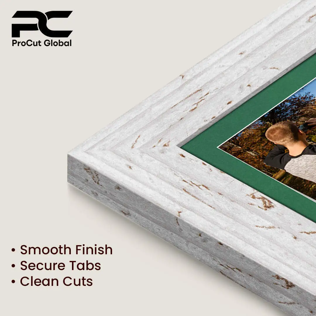 16x8" White Rustic Modern Multi Aperture Photo Frame Holds 7x5" (x3) Photos With Emerald (Green) Mount | Modern Collage Frame thumbnail 7