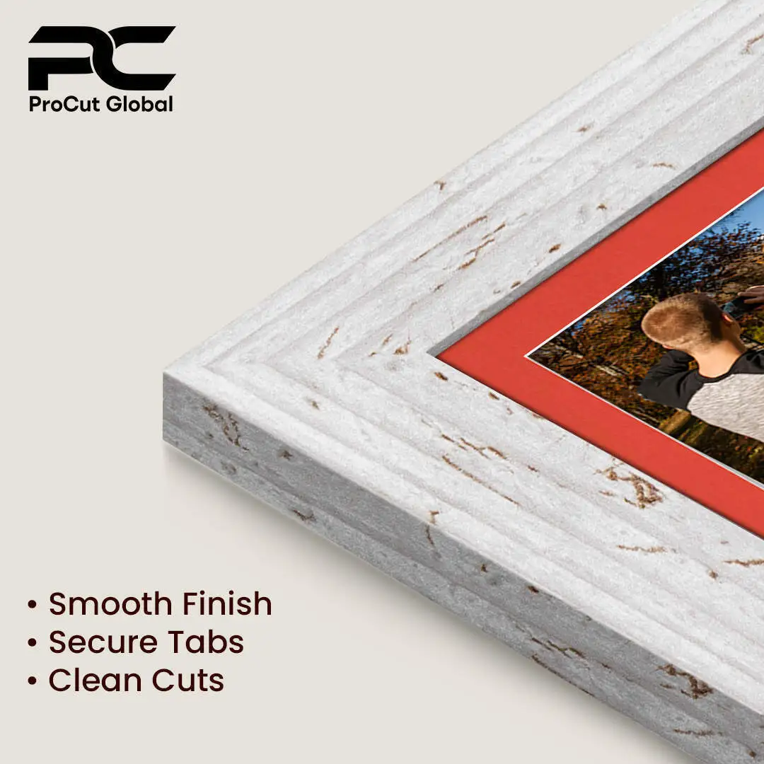 16x8" White Rustic Modern Multi Aperture Photo Frame Holds 7x5" (x3) Photos With Poppy Red Mount | Modern Collage Frame thumbnail 7