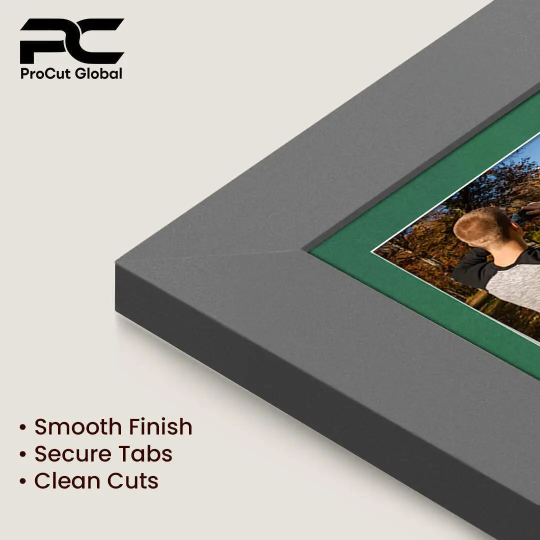 20x14" Dark Grey Modern Multi Aperture Photo Frame Holds A4 (x2) Photos With Emerald (Green) Mount | Modern Collage Frame thumbnail 7