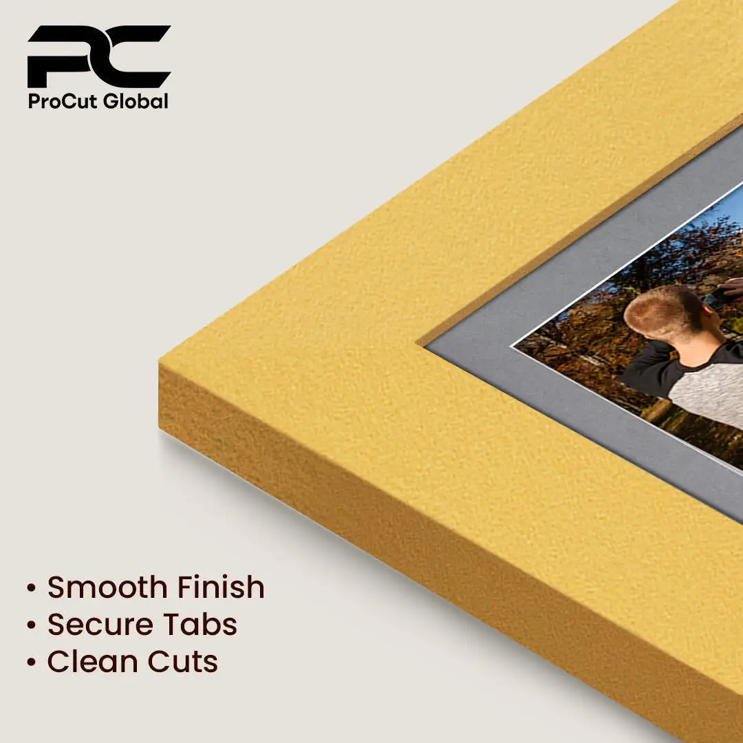 20x14" Gold Modern Multi Aperture Photo Frame Holds A4 (x2) Photos With Mid Grey Mount | Modern Collage Frame thumbnail 7