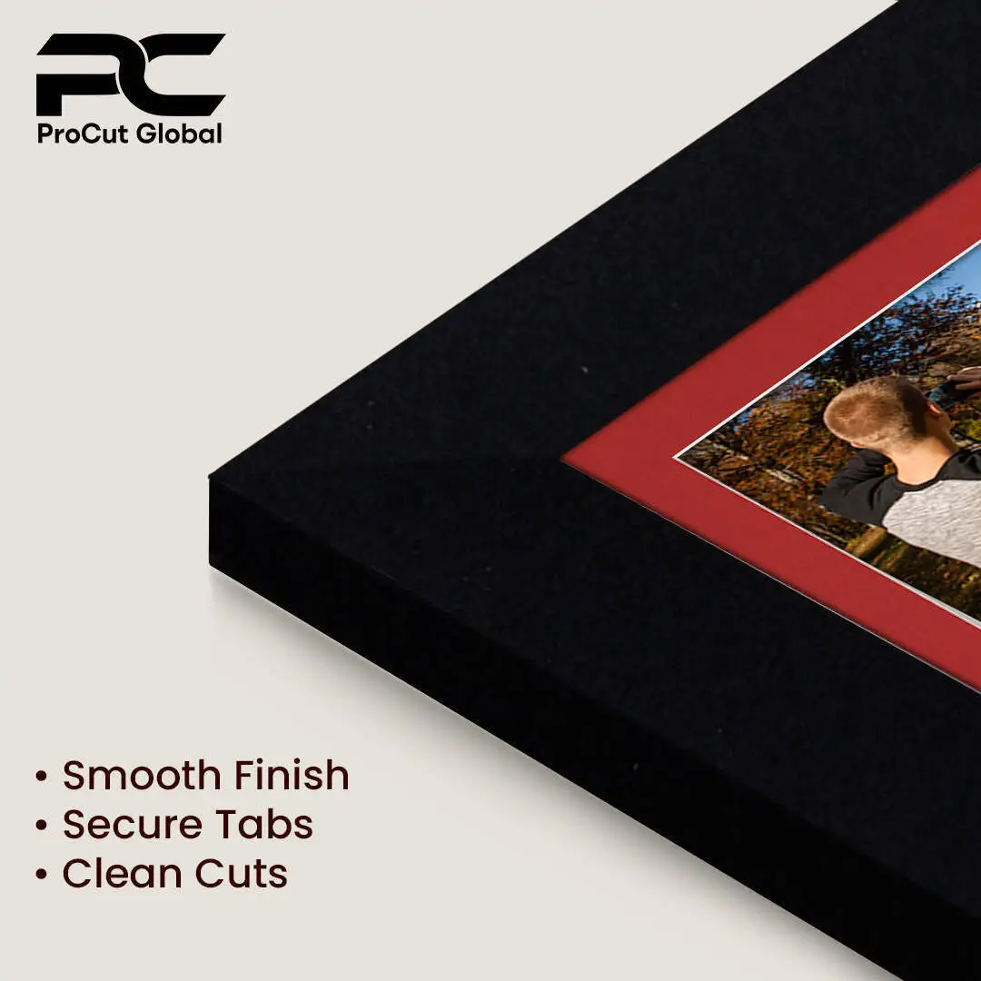 20x14" Matte Black Modern Multi Aperture Photo Frame Holds A4 (x2) Photos With Crimson Mount | Modern Collage Frame thumbnail 7
